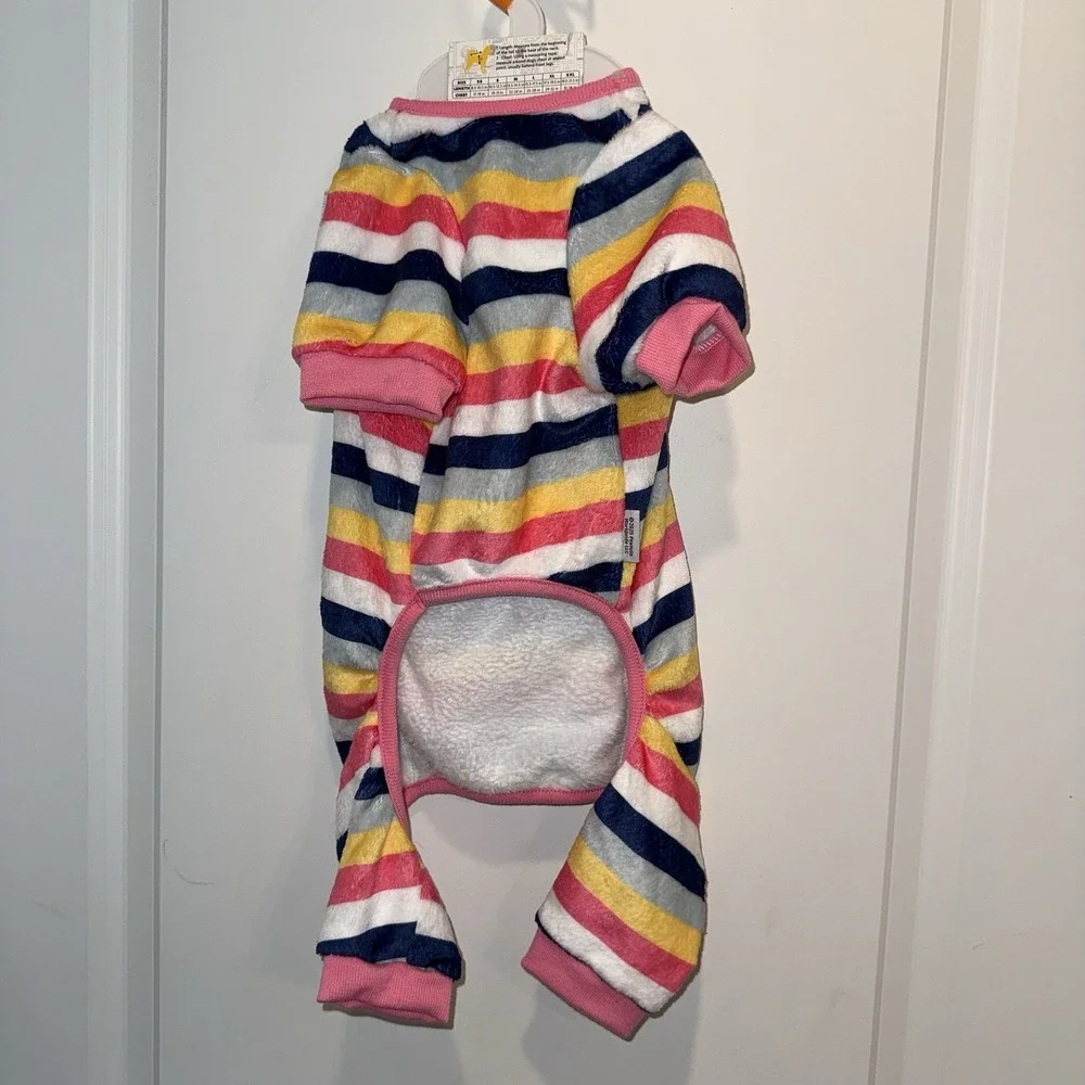 NWT Peanuts Snoopy Pet Pajamas Size M Striped Fleece Dog PJs Morning Rituals
